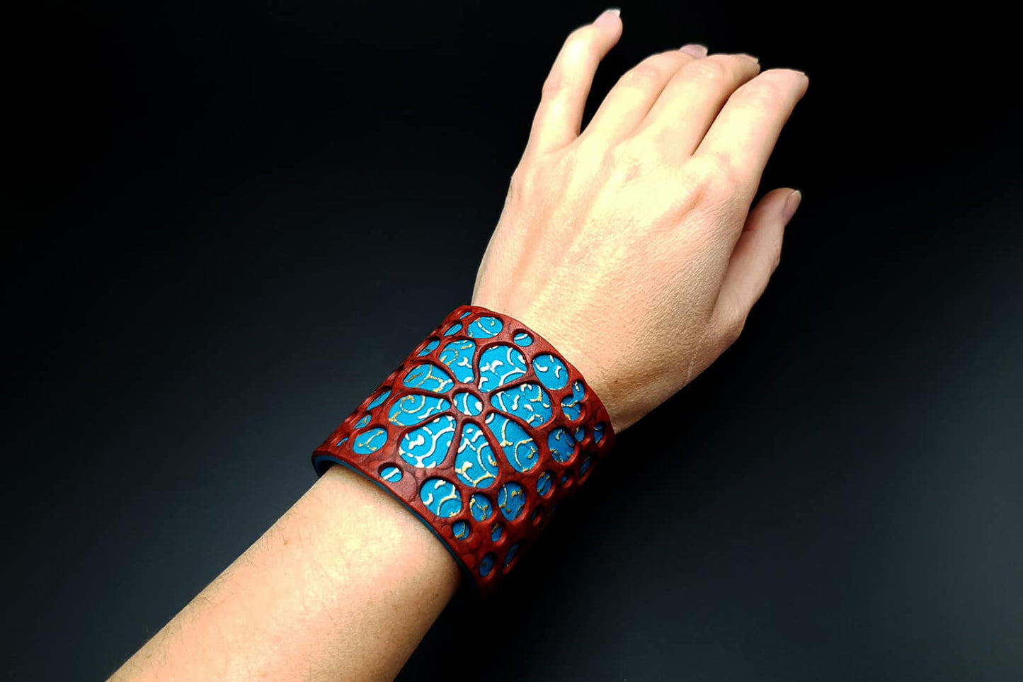 "Blue Flower" Polymer clay Bracelet Bracelet SweetyBijou Jewelry   