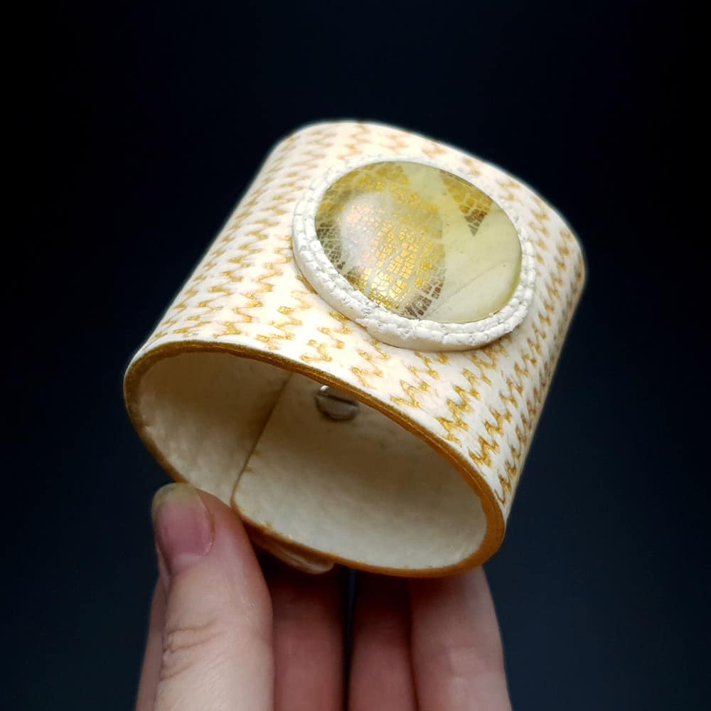 Flexible White Bracelet from Polymer clay Bracelet SweetyBijou Jewelry Default Title  