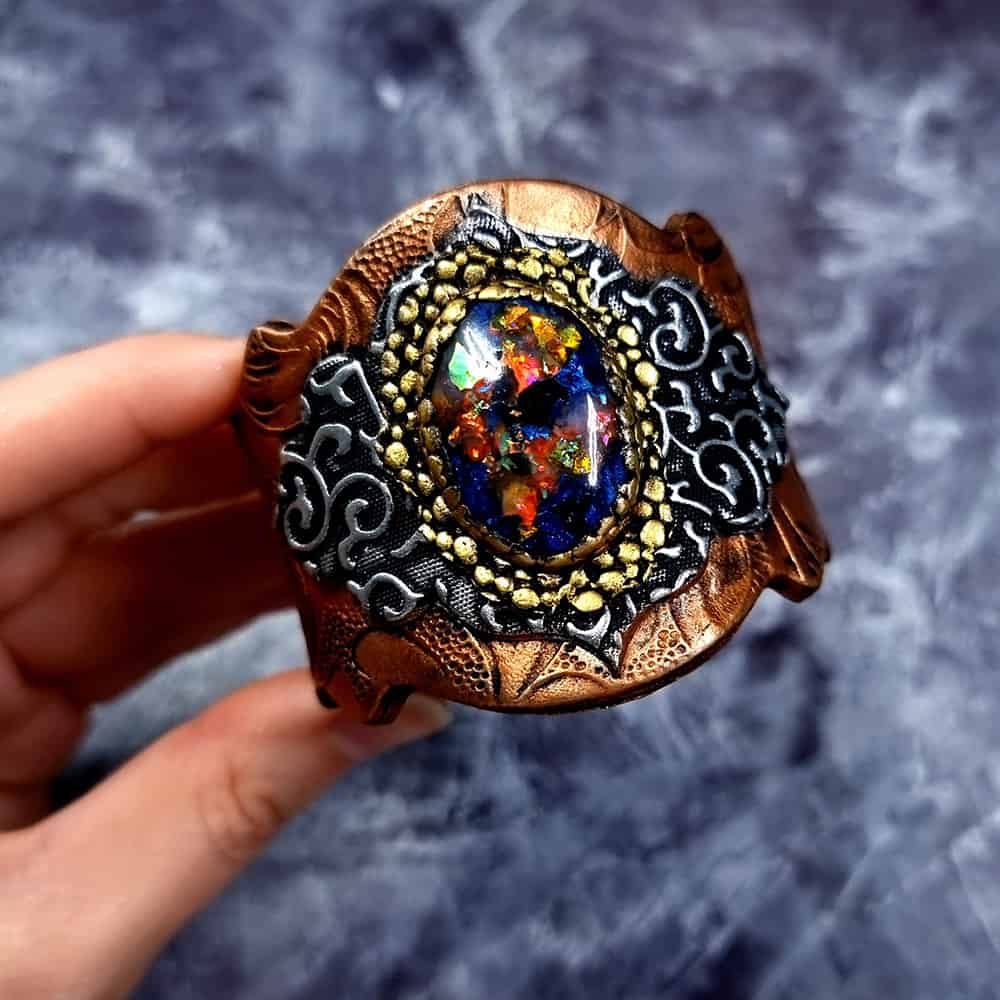 Unique Faux Metal bracelet with Opal Bracelet SweetyBijou Jewelry   