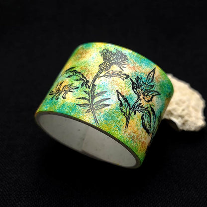 Wide Green Floral Bracelet Bracelet SweetyBijou Jewelry Default Title  