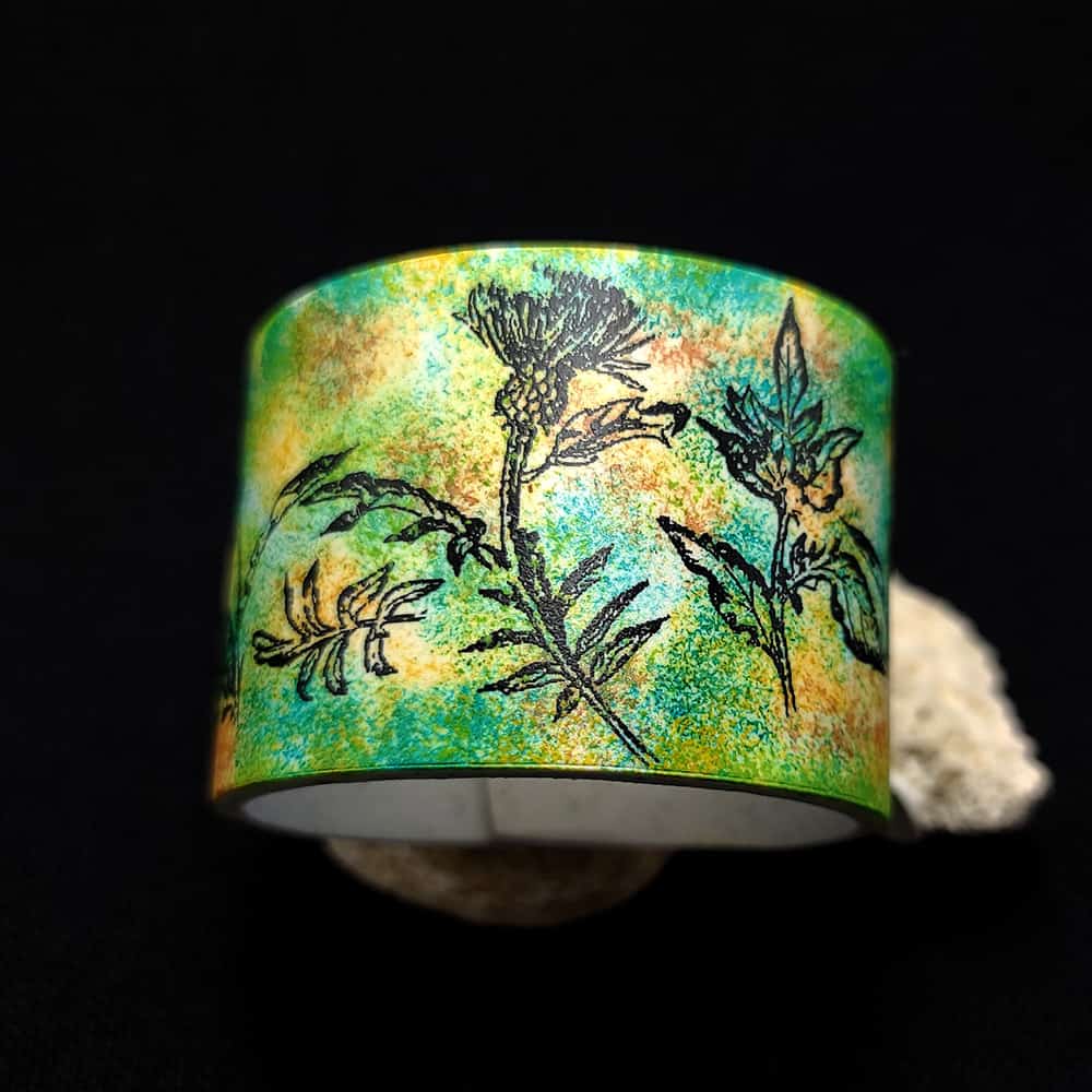 Wide Green Floral Bracelet Bracelet SweetyBijou Jewelry   