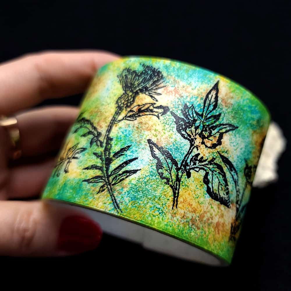 Wide Green Floral Bracelet Bracelet SweetyBijou Jewelry   