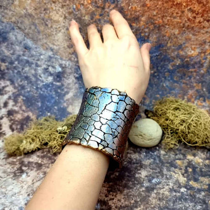 Unique Wide Bracelet Cuff with Crackle Bracelet SweetyBijou Jewelry   