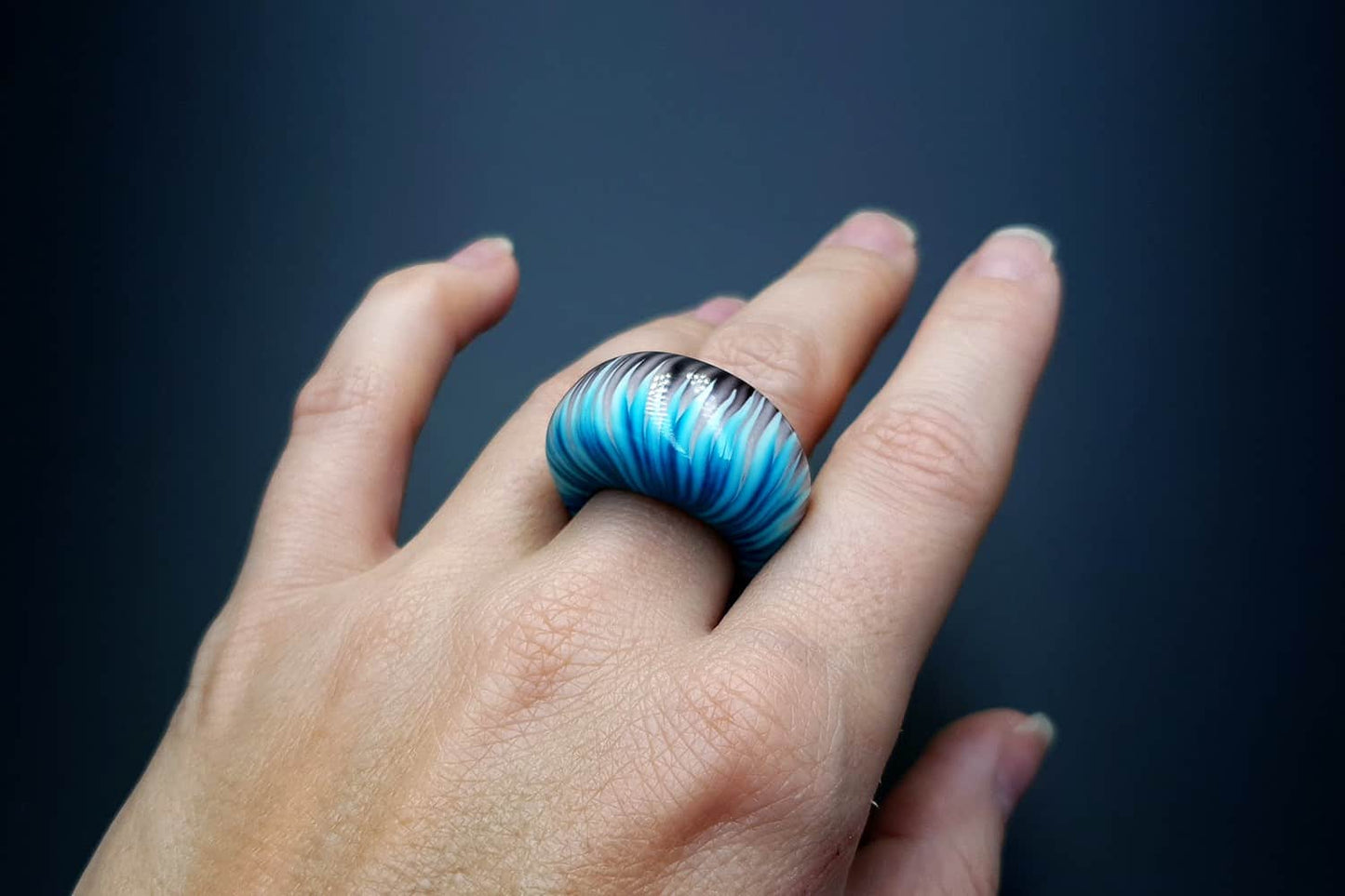 "Blue Flame" Ring Ring SweetyBijou Jewelry   