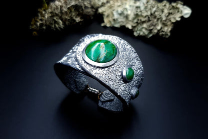 Bracelet Cuff Faux Silver And Jade #2 Bracelet SweetyBijou Jewelry   