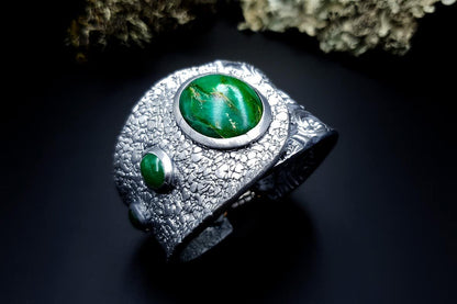 Bracelet Cuff Faux Silver And Jade #2 Bracelet SweetyBijou Jewelry   