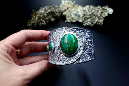 Bracelet Cuff Faux Silver And Jade #2 Bracelet SweetyBijou Jewelry   