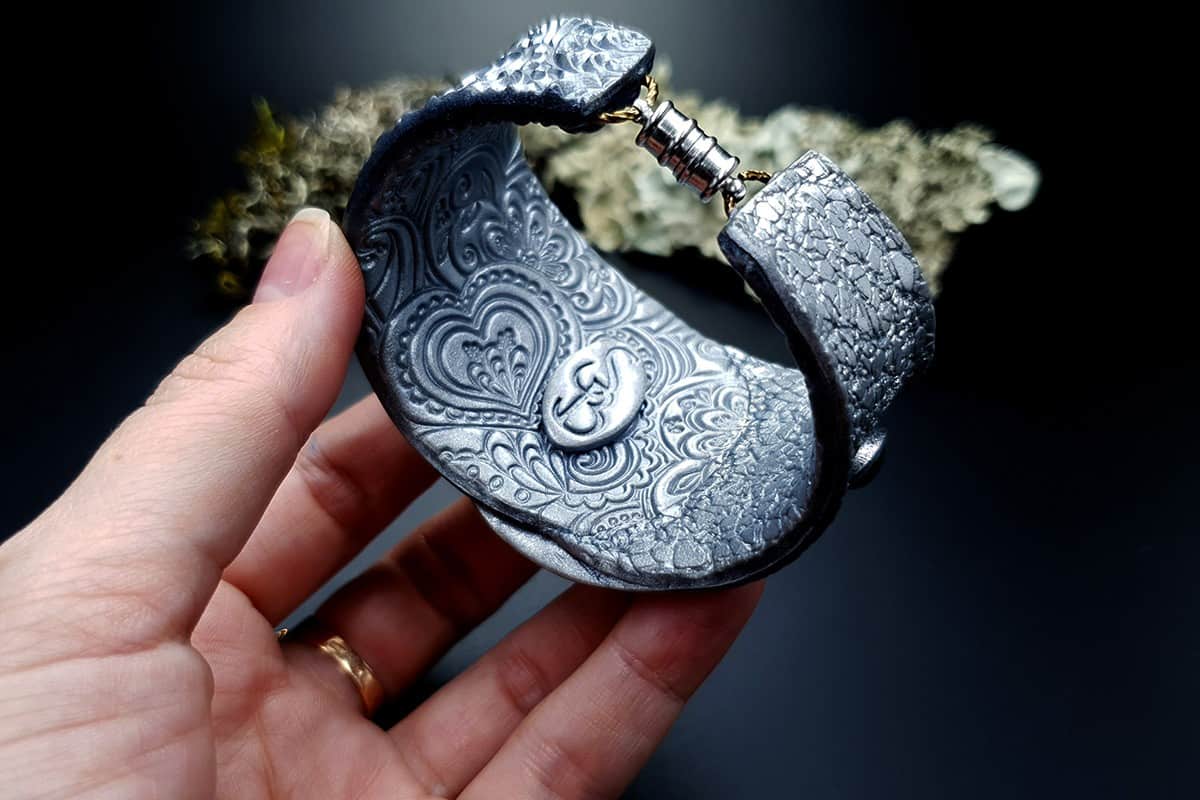 Bracelet Cuff Faux Silver And Jade #2 Bracelet SweetyBijou Jewelry   