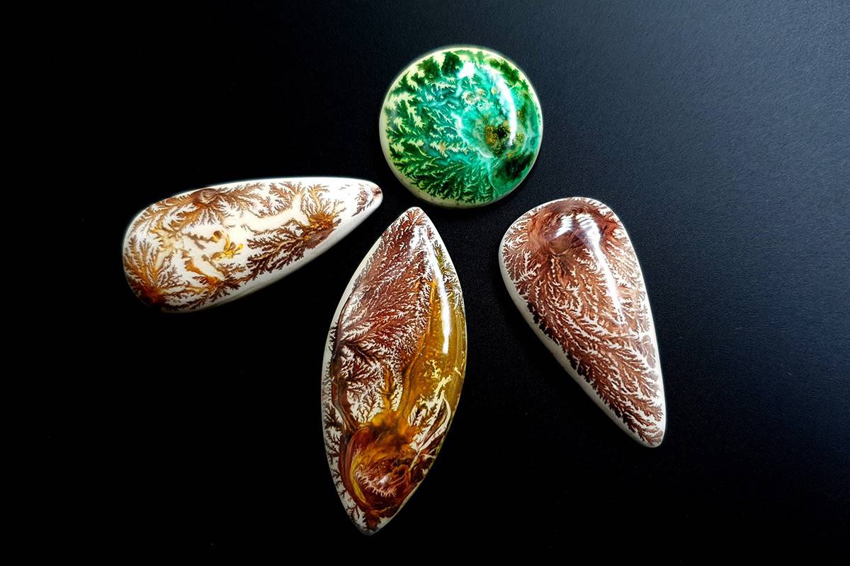 4 cabochons Faux Dendritic Agate #1 Cabochons SweetyBijou Cabochons   