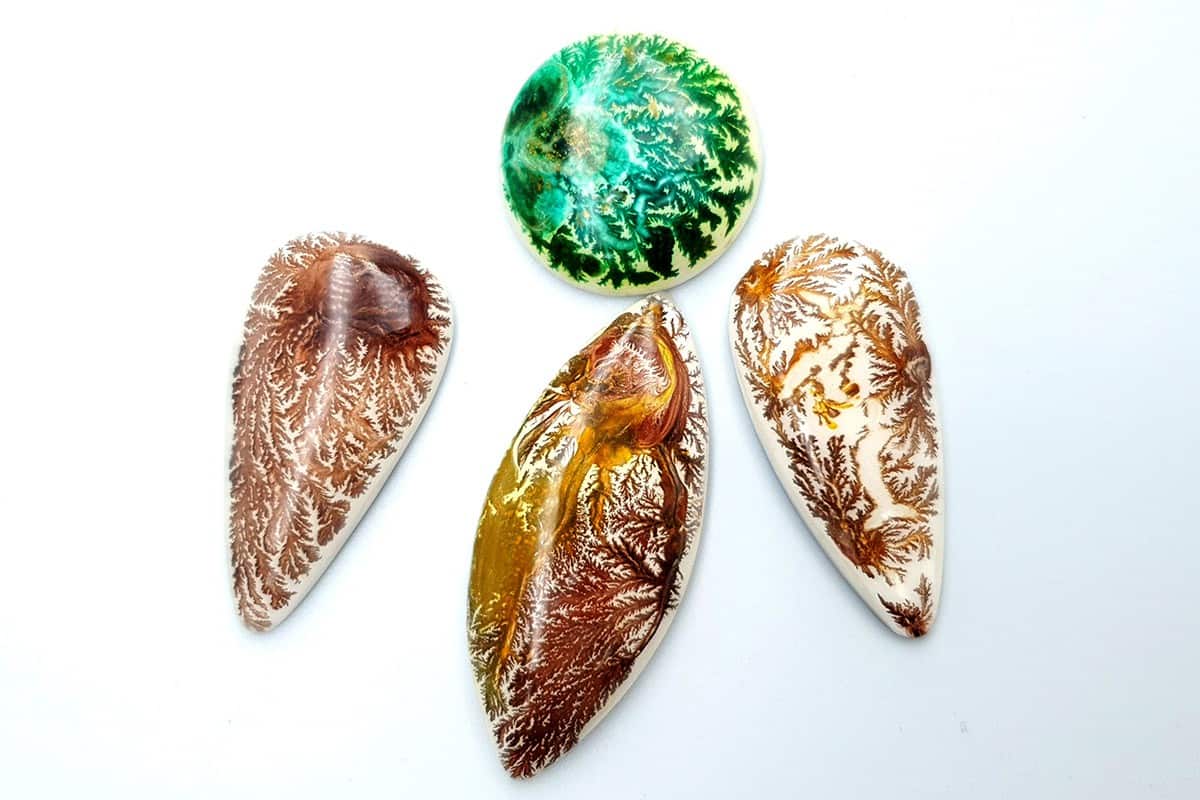 4 cabochons Faux Dendritic Agate #1 Cabochons SweetyBijou Cabochons   