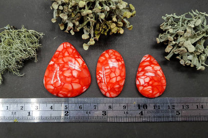 3 cabochons Faux Dragon's Vein Agate Stone (Set #3) Cabochons SweetyBijou Cabochons   