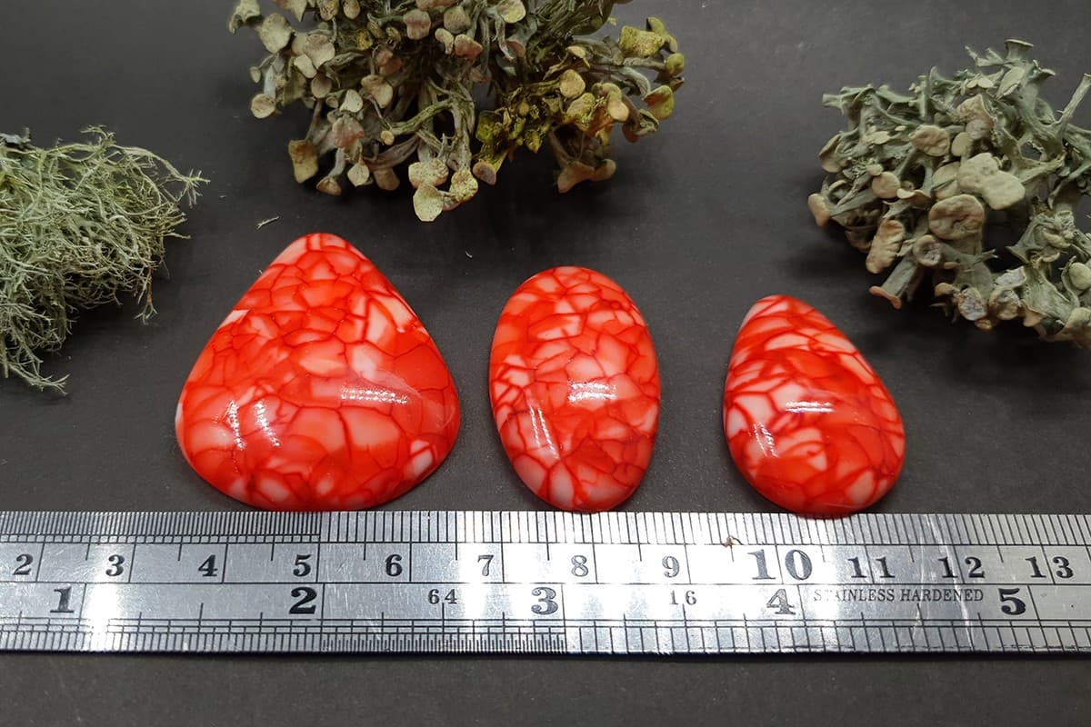 3 cabochons Faux Dragon's Vein Agate Stone (Set #3) Cabochons SweetyBijou Cabochons   