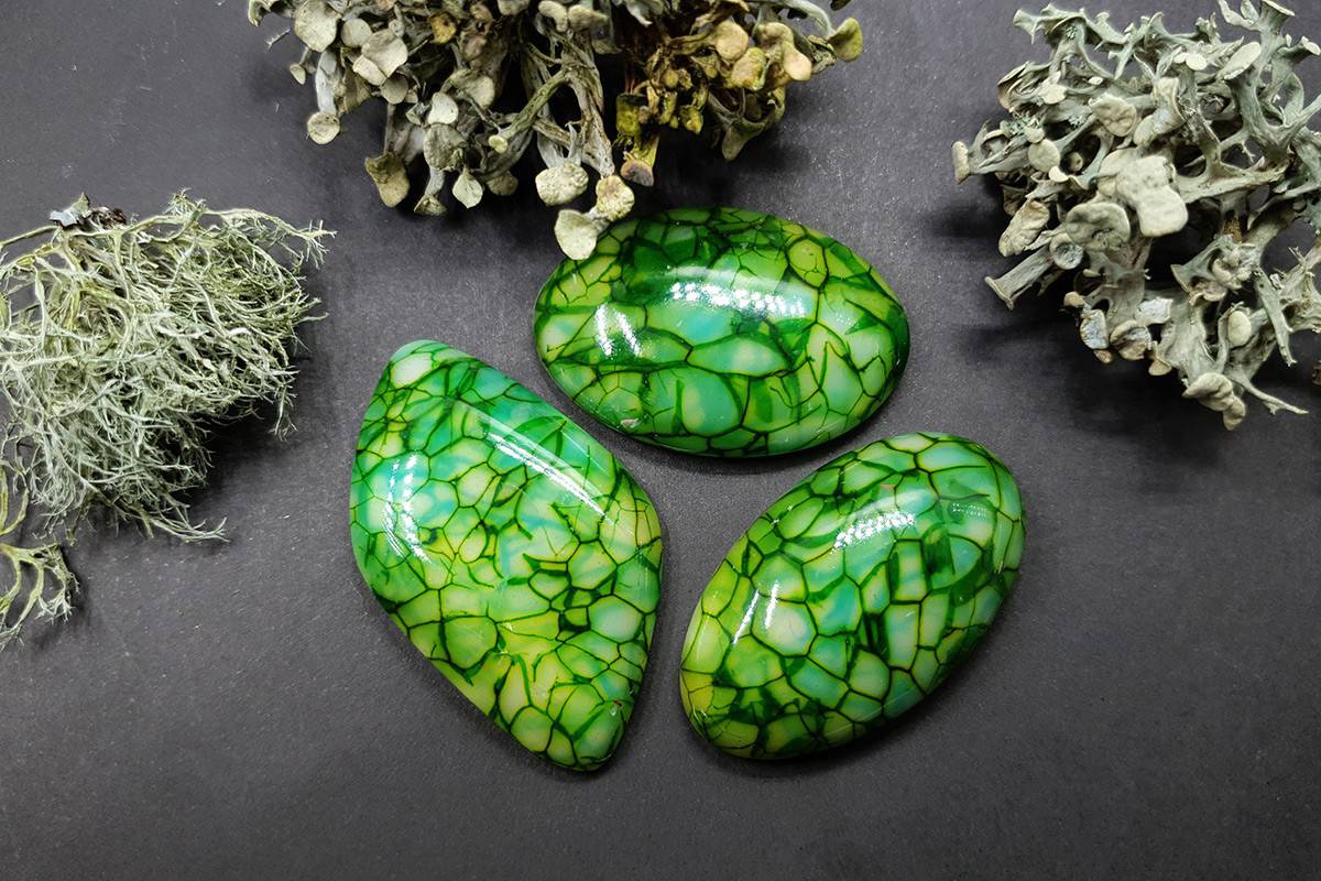 3 cabochons Faux Dragon's Vein Agate Stone #4 Cabochons SweetyBijou Cabochons   