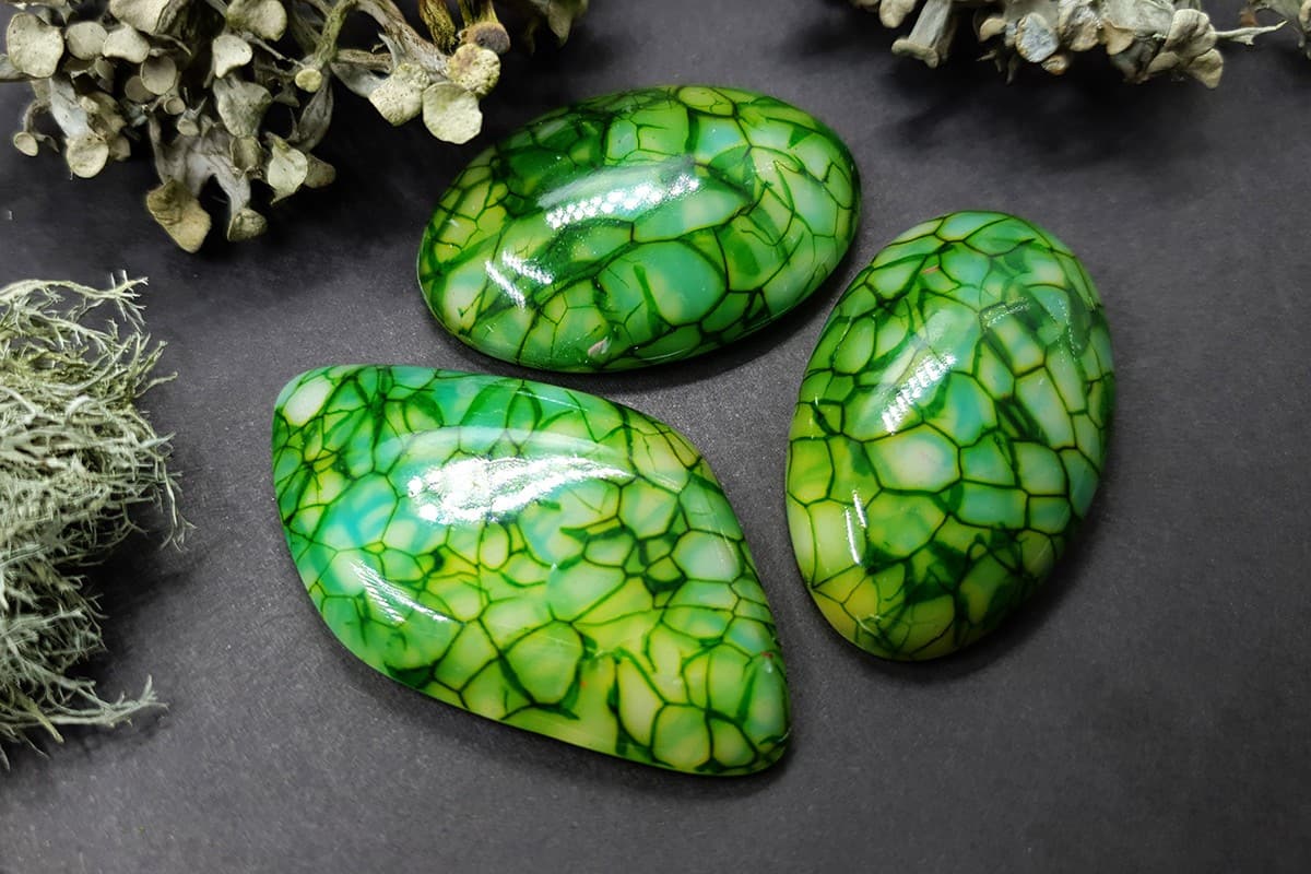 3 cabochons Faux Dragon's Vein Agate Stone #4 Cabochons SweetyBijou Cabochons   