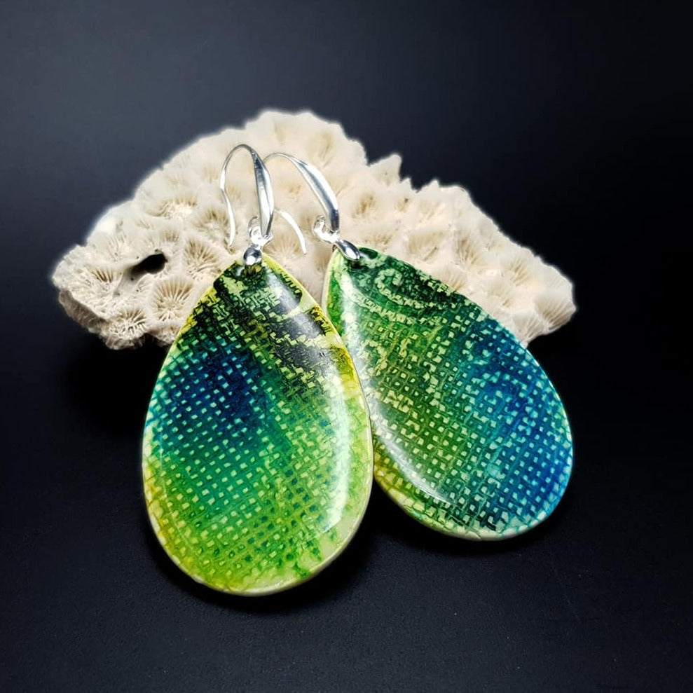 "Embroidery" Faux Ceramic Earrings Earrings SweetyBijou Jewelry Default Title  