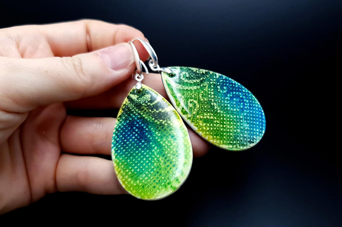 "Embroidery" Faux Ceramic Earrings Earrings SweetyBijou Jewelry   