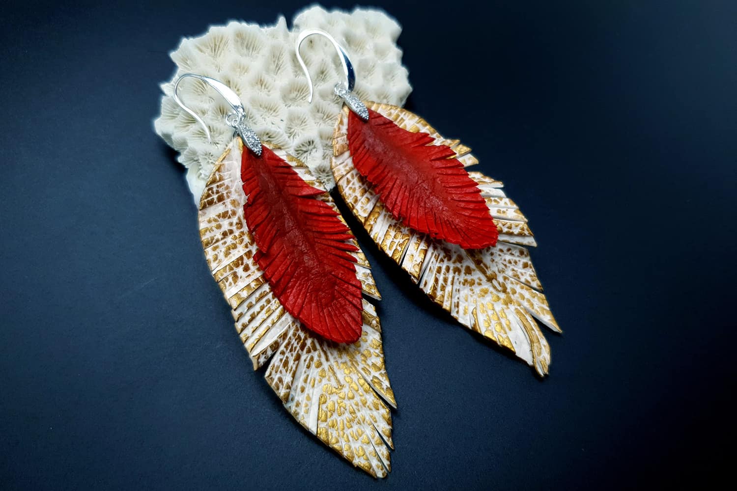 "Feathers" Faux leather earrings Earrings SweetyBijou Jewelry   