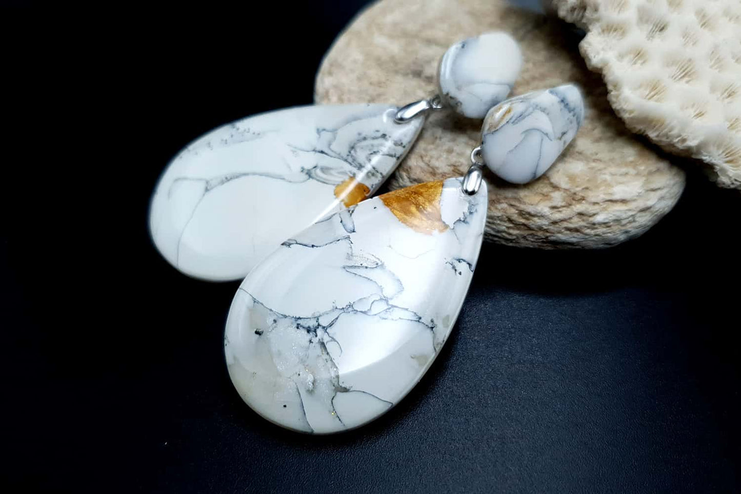 "White Marble" Faux marble earrings Earrings SweetyBijou Jewelry   