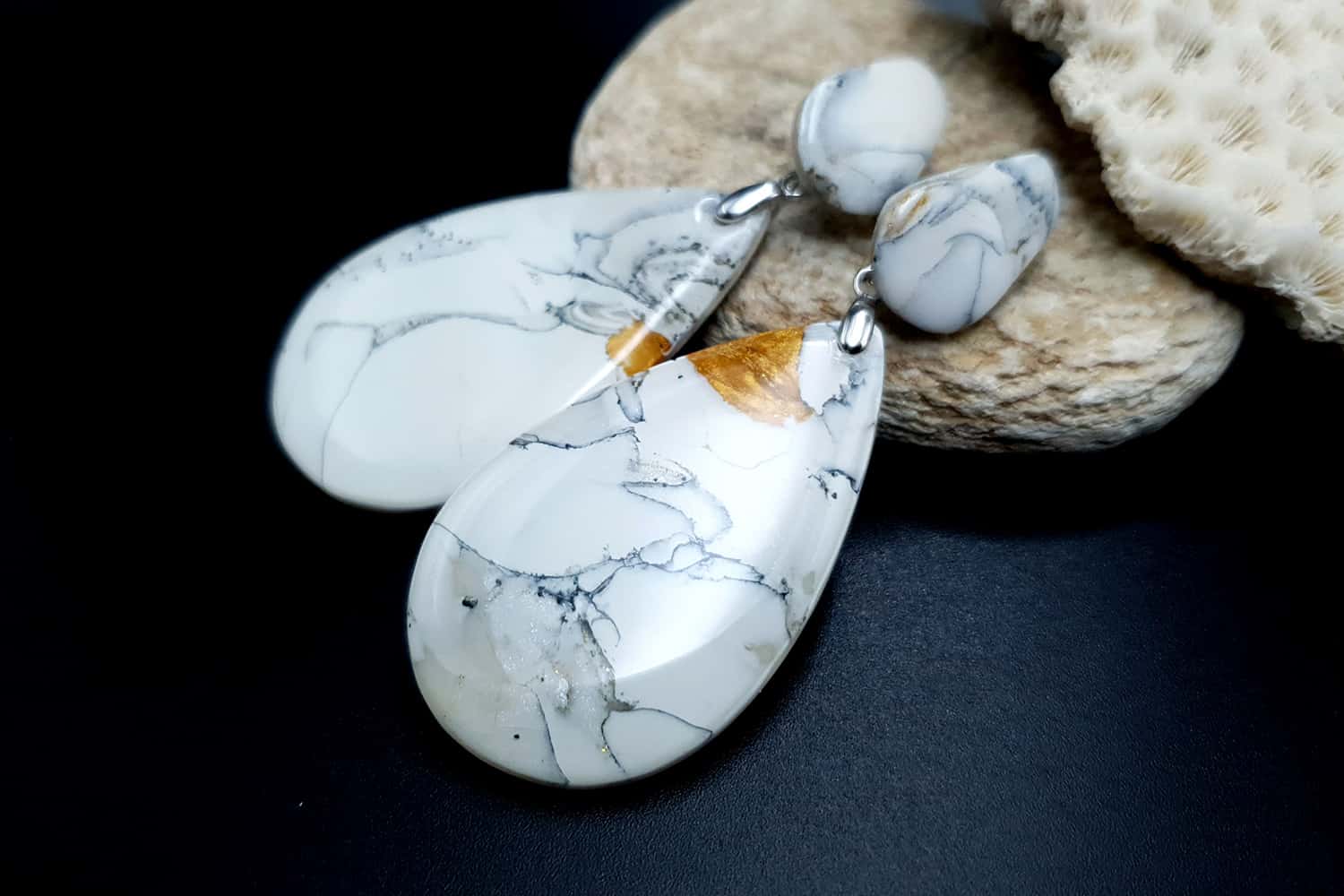 "White Marble" Faux marble earrings Earrings SweetyBijou Jewelry   