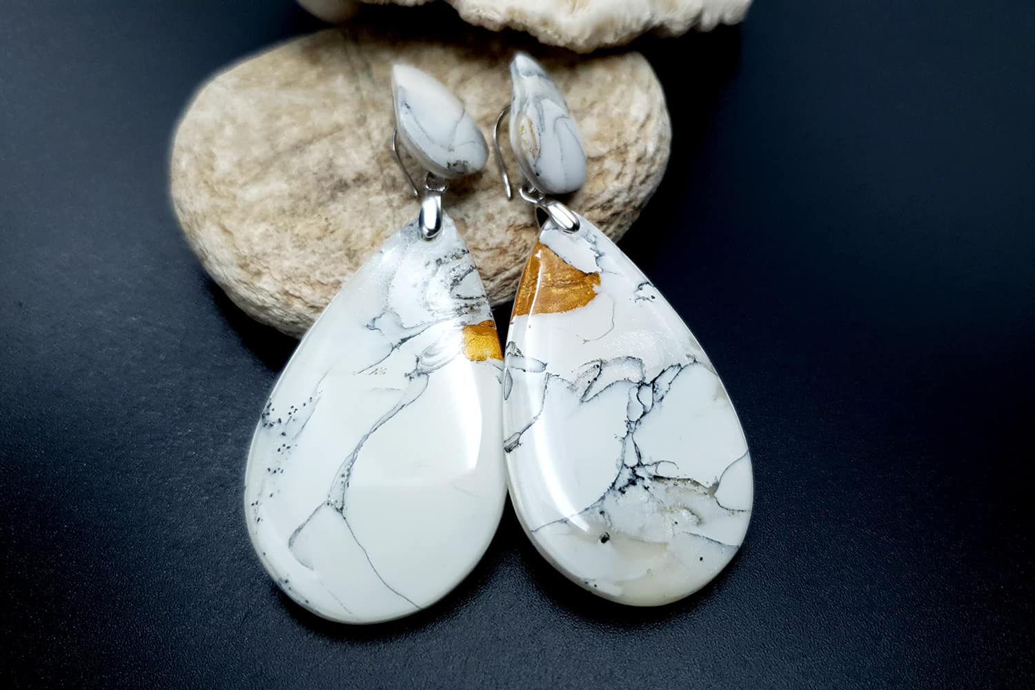 "White Marble" Faux marble earrings Earrings SweetyBijou Jewelry   
