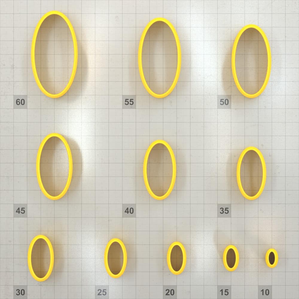 Oval 6:3 - Set of 11 Clay Cutters Plastic Cutters SweetyBijou Tools   