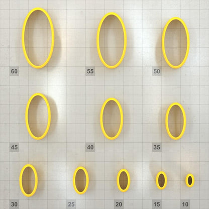 Oval 6:3 - Set of 11 Clay Cutters Plastic Cutters SweetyBijou Tools   