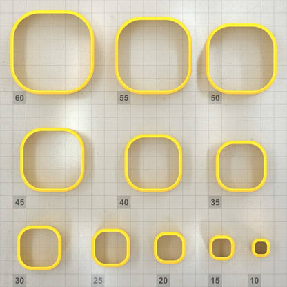 Square Extra-Rounded - Set of 11 Clay Cutters Plastic Cutters SweetyBijou Tools   