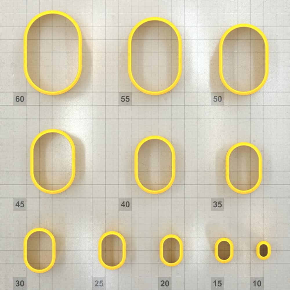 Rectangle Extra-Rounded 6:4 - Set of 11 Clay Cutters Plastic Cutters SweetyBijou Tools   