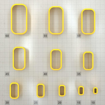 Rectangle Rounded 6:3 - Set of 11 Clay Cutters Plastic Cutters SweetyBijou Tools   