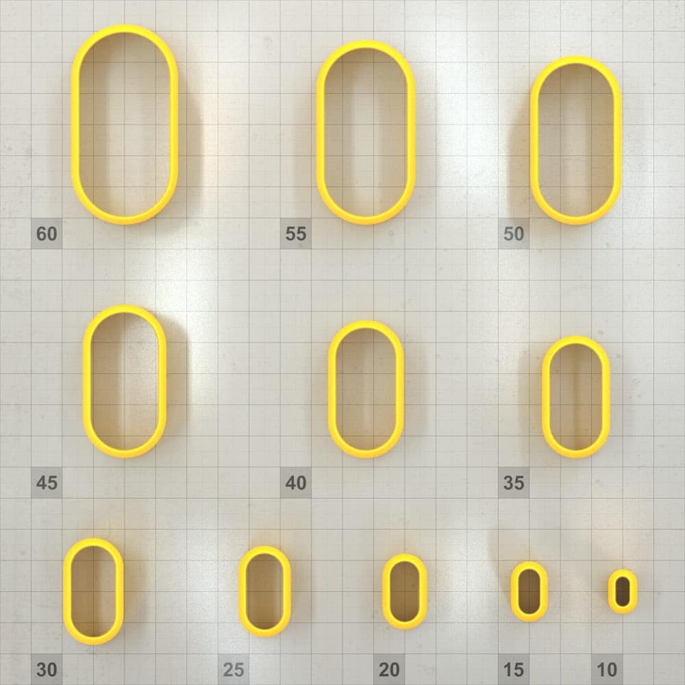 Rectangle Extra-Rounded 6:3 - Set of 11 Clay Cutters Plastic Cutters SweetyBijou Tools   