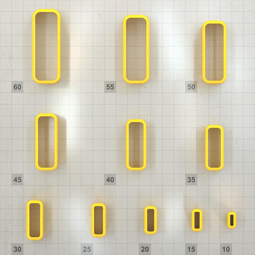 Rectangle Rounded 6:2 - Set of 11 Polymer Clay Cutters Plastic Cutters SweetyBijou Tools   