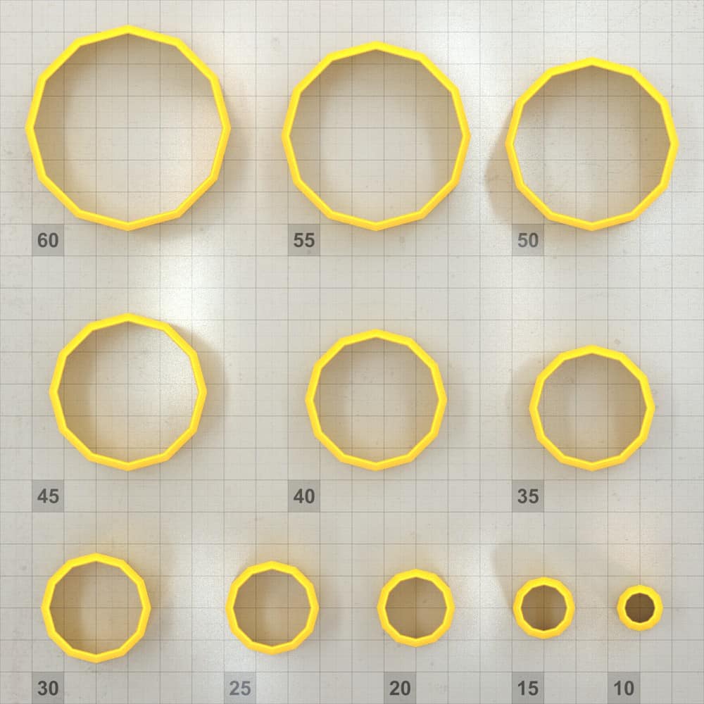12-Sided Shape - Set of 11 Polymer Clay Cutters Plastic Cutters SweetyBijou Tools   