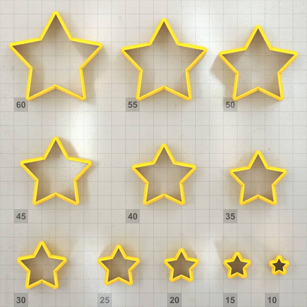 Star 5-Pointed - Set of 11 Polymer Clay Cutter Plastic Cutters SweetyBijou Tools   
