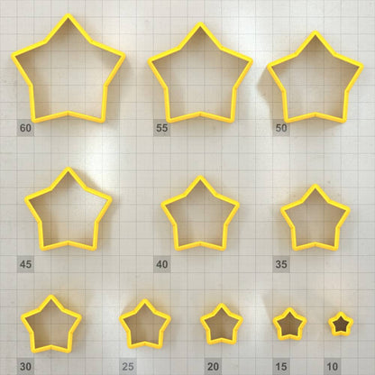 Star 5-Pointed, Wide - Set of 11 Polymer Clay Cutters Plastic Cutters SweetyBijou Tools   
