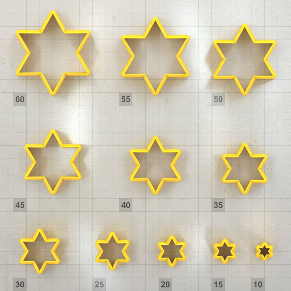 6-pointed star polymer clay cutters, graduated set of 11