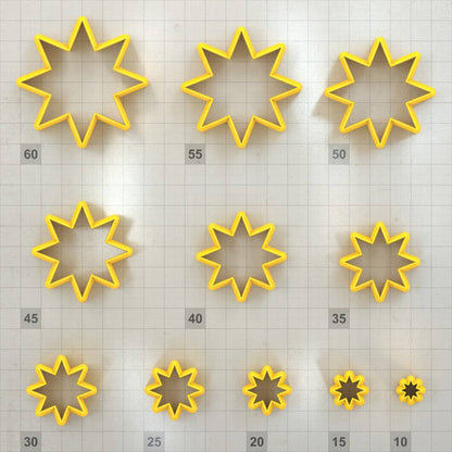 Star 8-Pointed, Tiny - Set of 11 Polymer Clay Cutter Plastic Cutters SweetyBijou Tools   