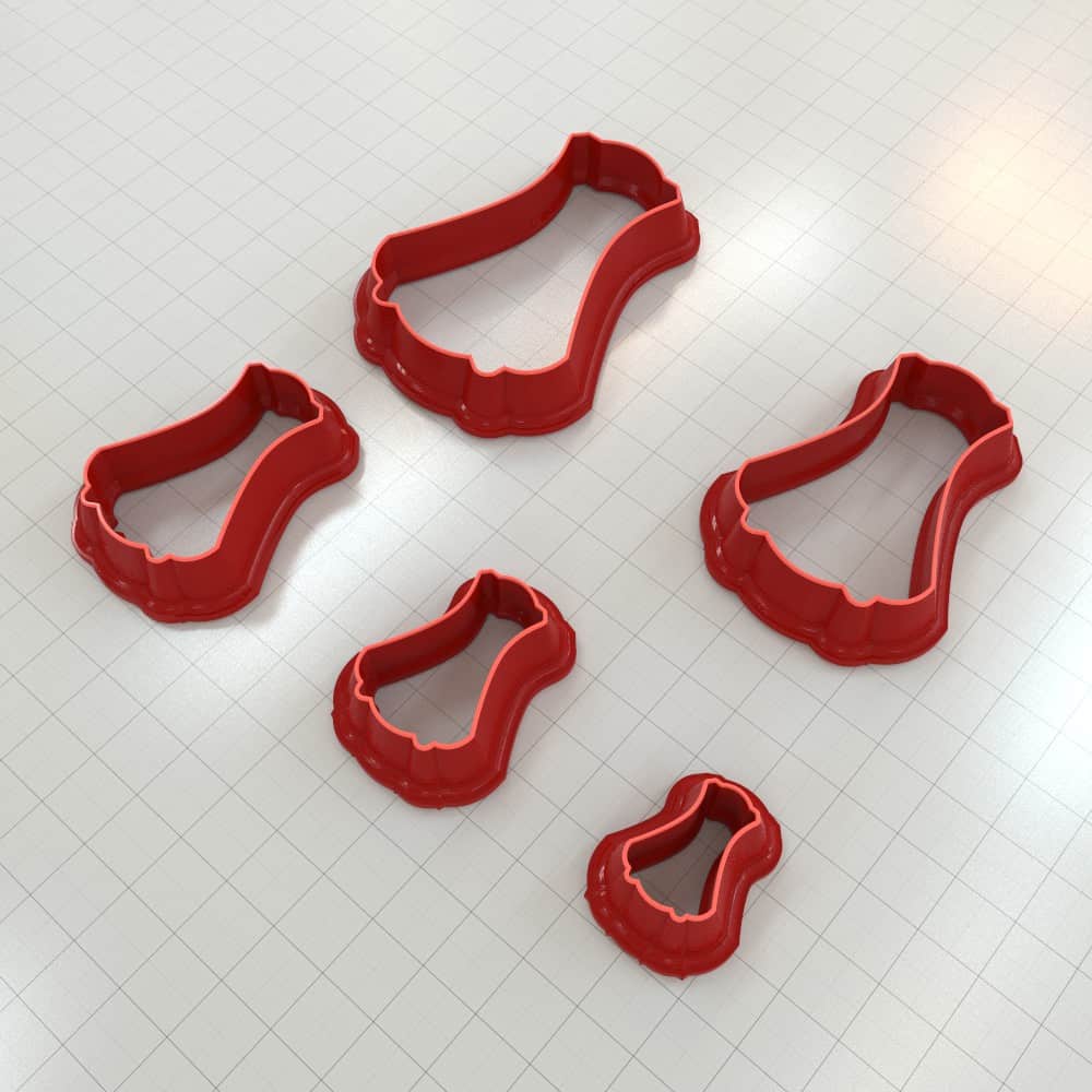 Bell vase polymer clay cutter, curvy vase silhouette with wavy hem