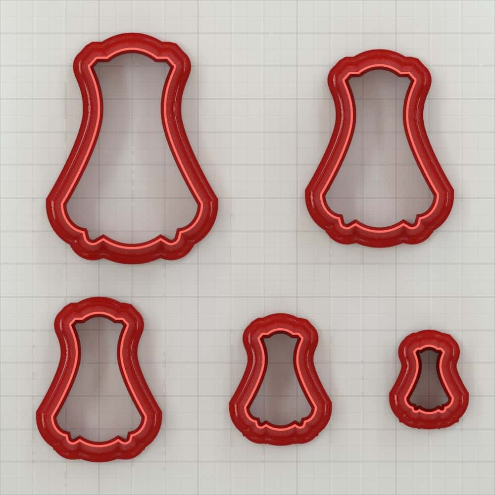 Bell vase polymer clay cutter, curvy vase silhouette with wavy hem