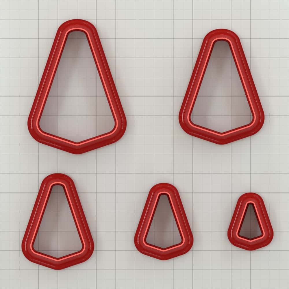 Rounded triangle polymer clay cutter with soft corners and apex at top