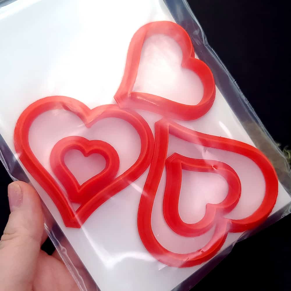 Folk style heart polymer clay cutter with softly pointed lobes
