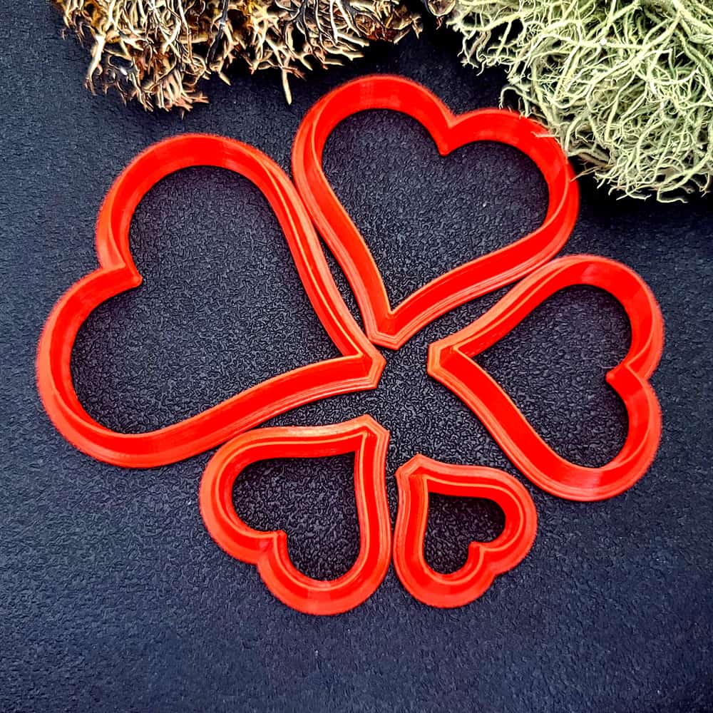 Folk style heart polymer clay cutter with softly pointed lobes