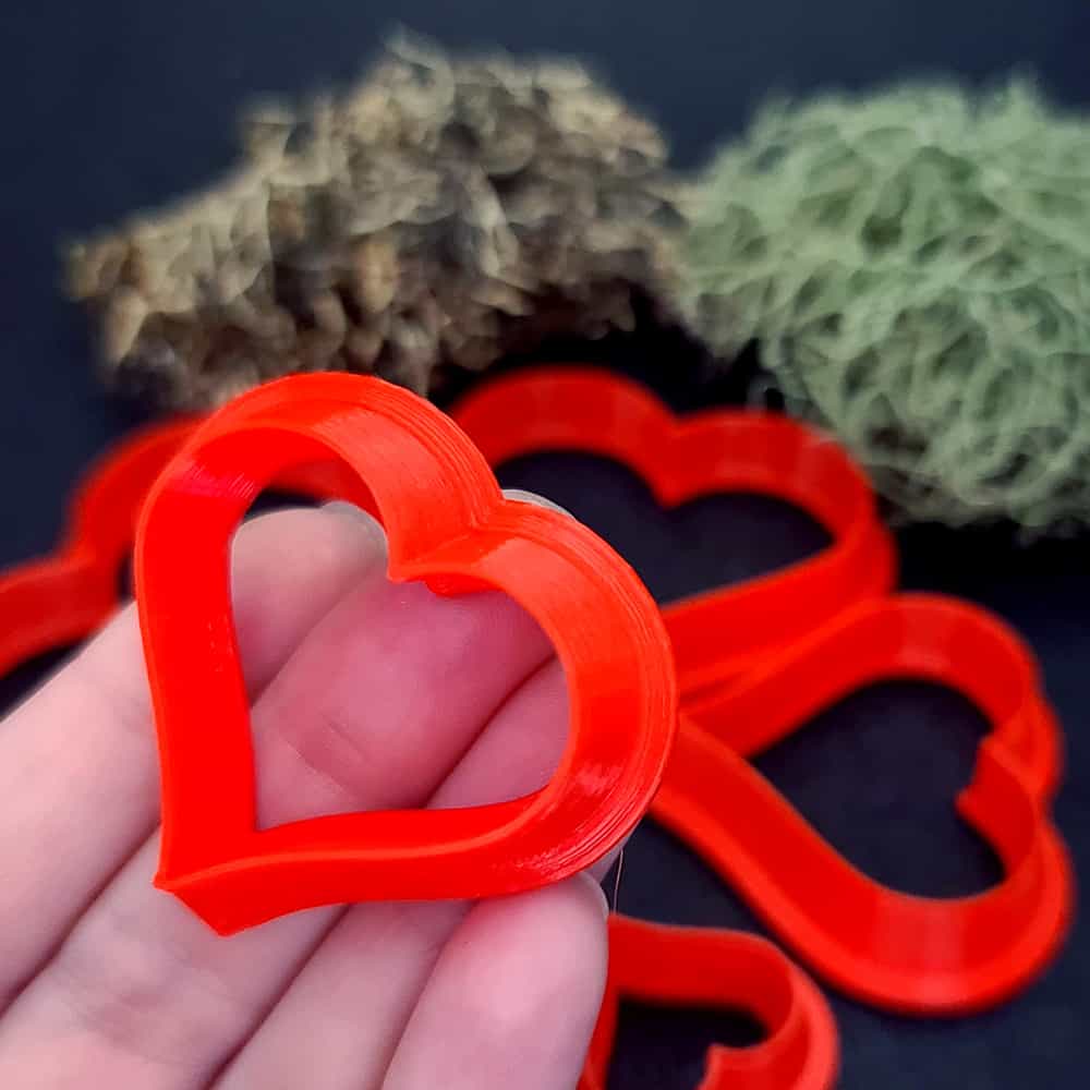 Folk style heart polymer clay cutter with softly pointed lobes