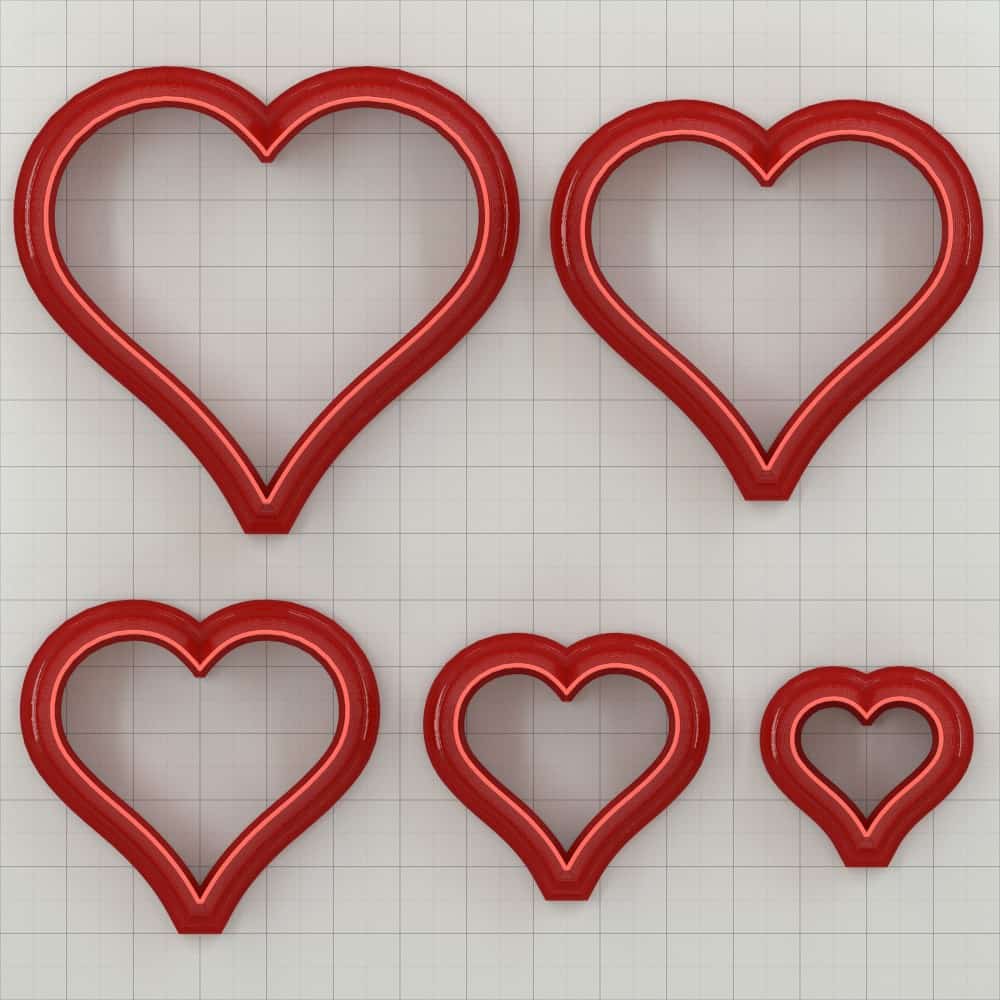Folk style heart polymer clay cutter with softly pointed lobes