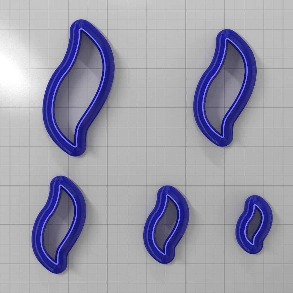 Asymmetric drop polymer clay earring cutter, mirrored pair
