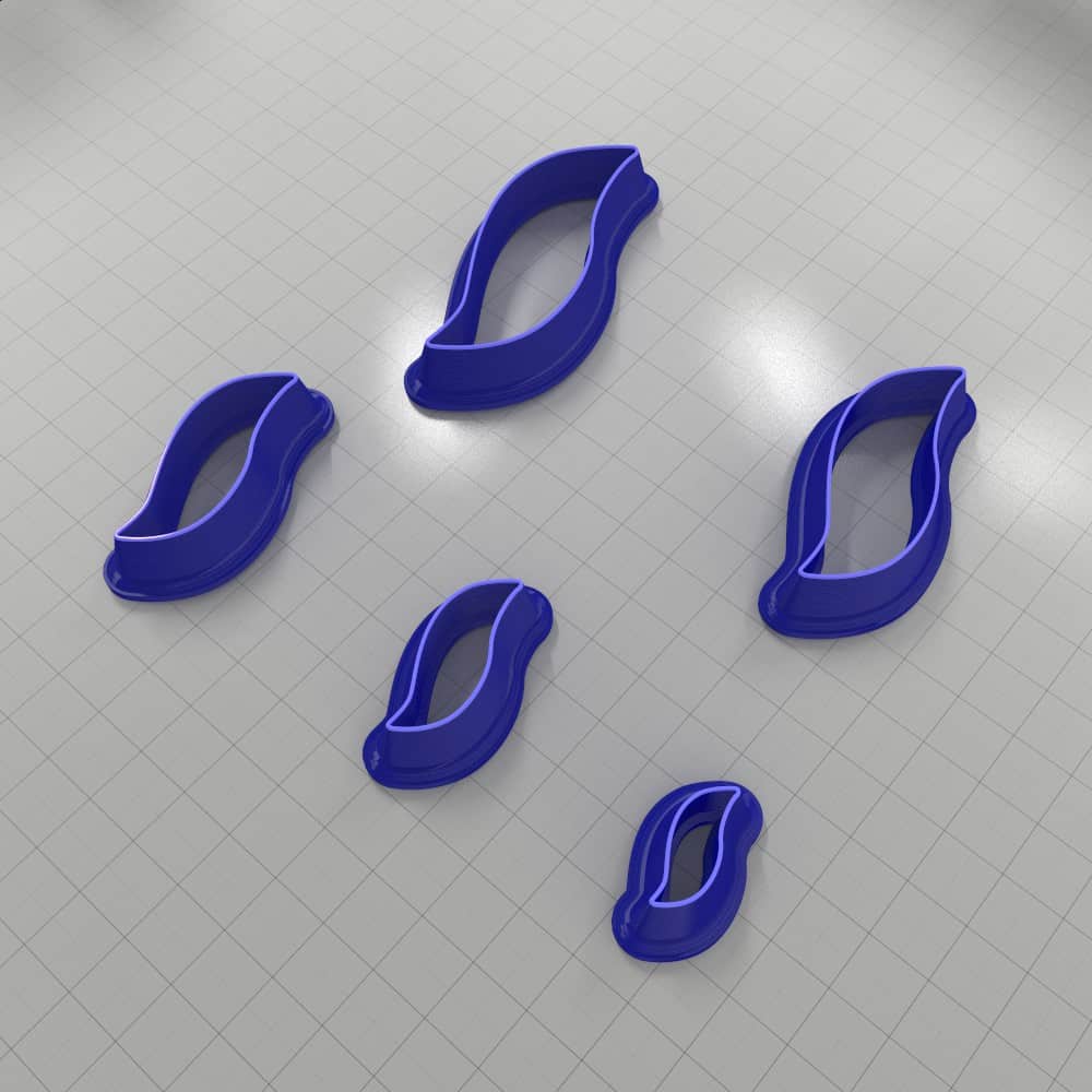 Asymmetric drop polymer clay earring cutter, mirrored pair