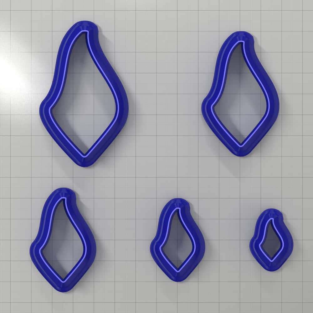 Asymmetric drop polymer clay earring cutter, mirrored pair