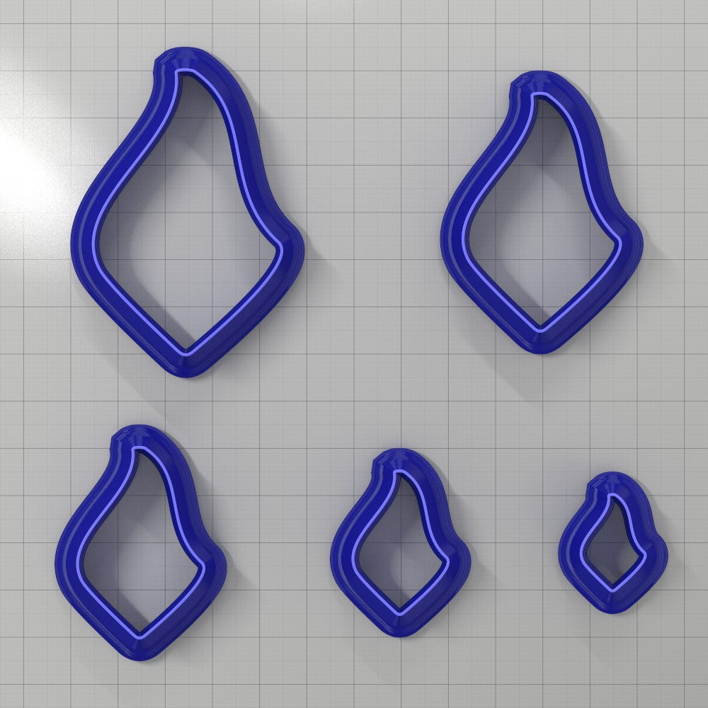 Asymmetric drop polymer clay earring cutter, mirrored pair