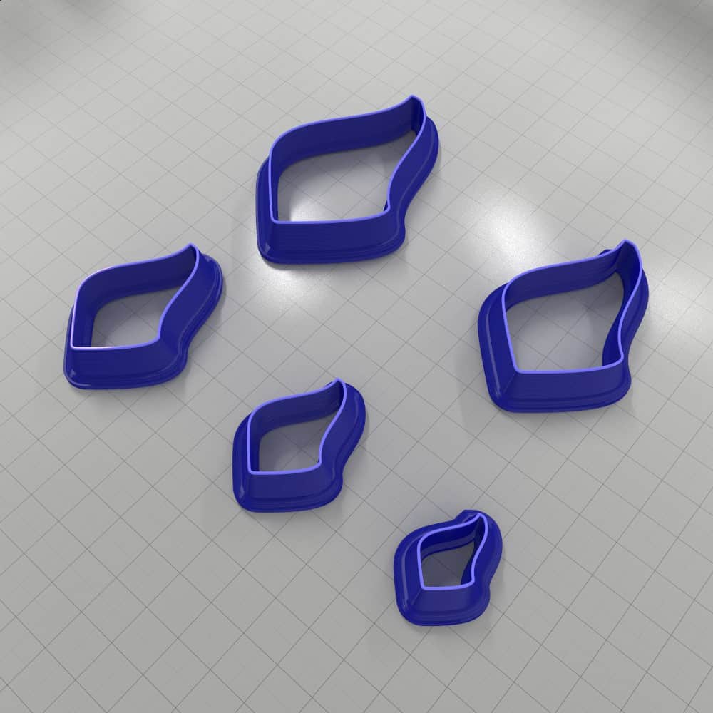 Asymmetric drop polymer clay earring cutter, mirrored pair
