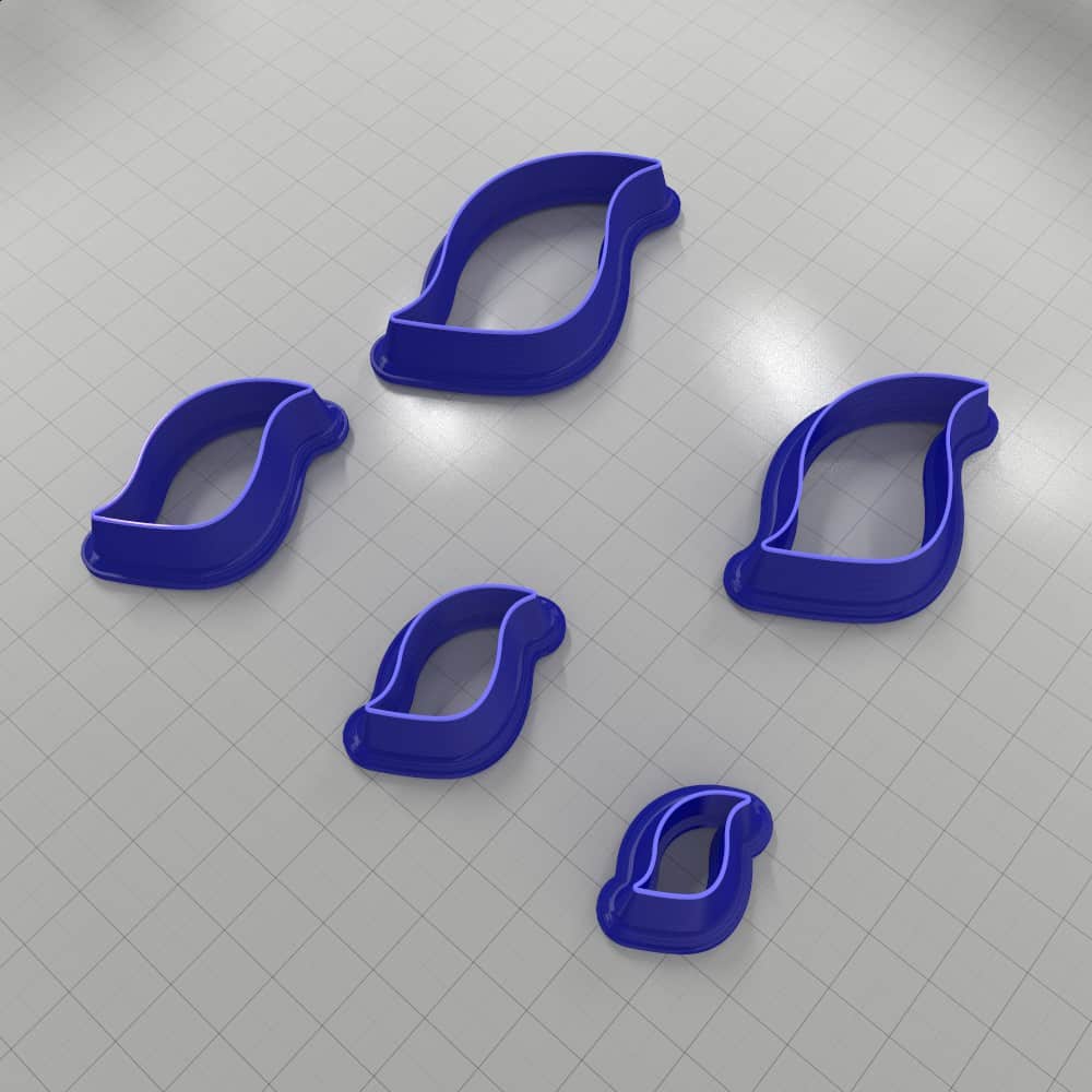 Asymmetric drop polymer clay earring cutter, mirrored pair