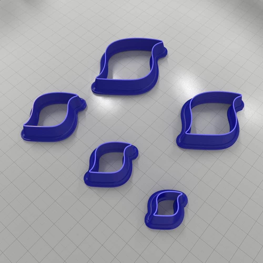 Asymmetric drop polymer clay earring cutter, mirrored pair